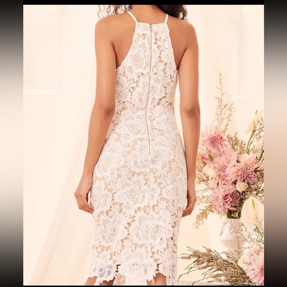 Lulu’s Temps De L’Amour White Lace Bodycon Midi Dress - Picture 3 of 7